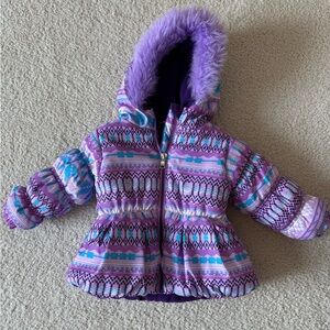 Pacific Trail Purple Infant Fleece Jacket with Patterned Trim